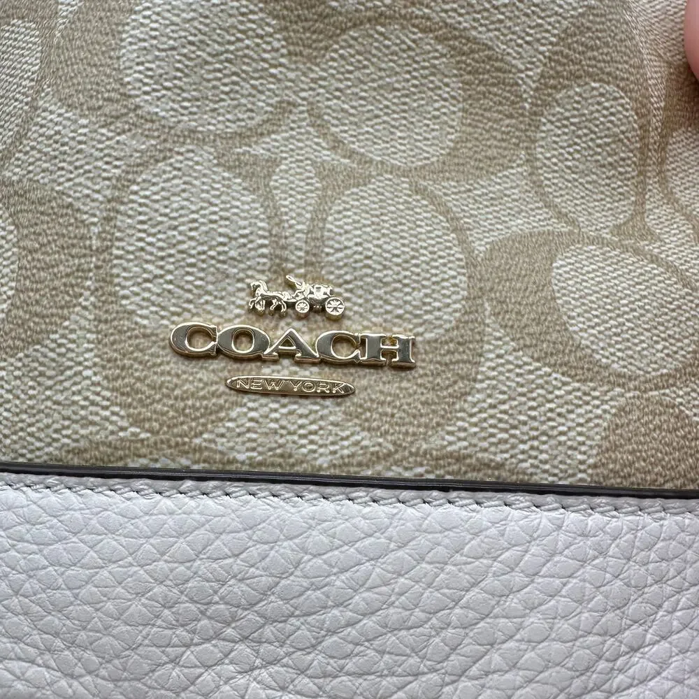 Coach Dempsey Mini Bucket Bag Crossbody Purse Signature Canvas Light Khaki Chalk - Picture 3 of 16